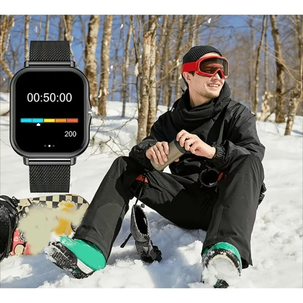 Touch Screen Smart Watch for Men And Women, Bluetooth, Phone Call, Fitness Gold